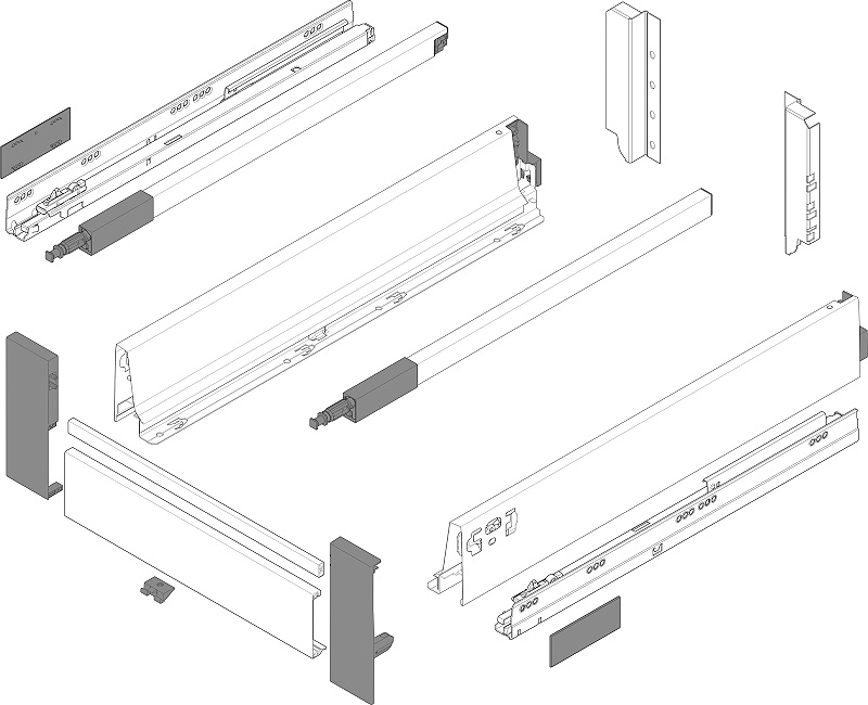 Sada pro vnitřní zásuvku Blum Tandembox Antaro TipOn 20kg výška C