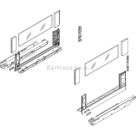 Set zásuvka Blum Legrabox Tip-On Blumotion 70kg výška C Free 550mm šedá