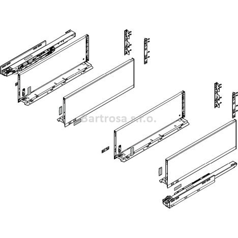 Set zásuvka Blum Legrabox Tip-On 40kg výška C Pure dřez 500mm inox nerez