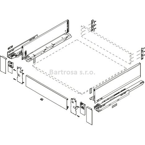 Set vnitřní zásuvka Blum Legrabox Tip-On Blumotion 70kg výška K 550mm hedvábně bílá matná