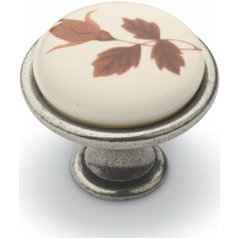 Porcelánová nábytková knopka SUSAN staro stříbro vzor C