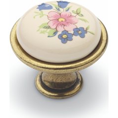 Porcelánová nábytková knopka SUSAN staré zlato vzor B