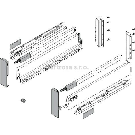 Set vnitřní zásuvka Blum Tandembox Antaro Blumotion 30kg výška D 450mm bílá