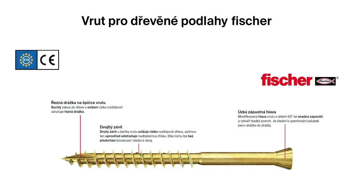 Vrut do dřevěných podlah s hvězdicovou drážkou TX FTF-ST YZP