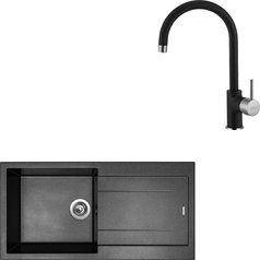 Sinks kuchyňský set AMANDA 990 Metalblack + VITALIA granit 30 - Granblack