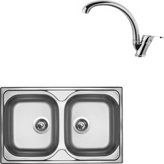 Sinks kuchyňský set CLASSIC 800 DUO V 0,6mm matný + EVERA chrom lesklý