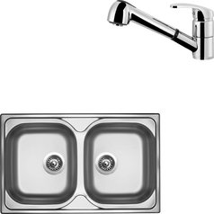 Sinks kuchyňský set CLASSIC 800 DUO V 0,6mm matný + LEGENDA S chrom lesklý