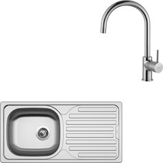 Sinks kuchyňský set CLASSIC 860 V 0,5mm matný + VITALIA chrom lesklý