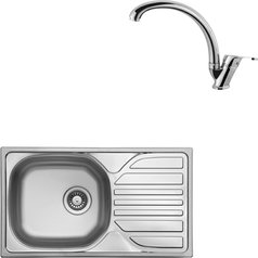 Sinks kuchyňský set COMPACT 760 V 0,5mm matný + EVERA chrom lesklý