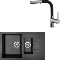 Sinks kuchyňský set CRYSTAL 780.1 Metalblack + ENIGMA S granit 30 - Granblack