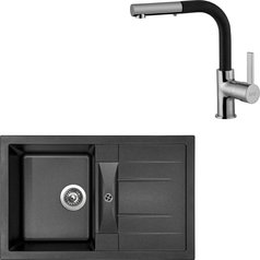 Sinks kuchyňský set CRYSTAL 780 Metalblack + ENIGMA S granit 30 - Granblack