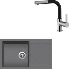 Sinks kuchyňský set INFINITY 860 Titanium + ENIGMA S granit 30 - Granblack