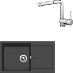 Sinks kuchyňský set INFINITY 860 NANO Nanoblack + MIX 3 P chrom lesklý
