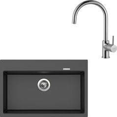 Sinks kuchyňský set MAXIMO 780 Metalblack + VITALIA chrom lesklý