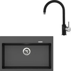 Sinks kuchyňský set MAXIMO 780 Metalblack + VITALIA granit 30 - Granblack