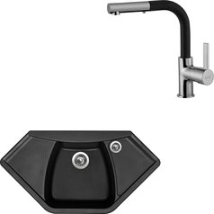 Sinks kuchyňský set NAIKY 980 Pureblack + ENIGMA S granit 30 - Granblack