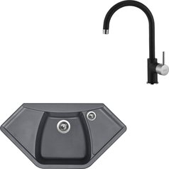Sinks kuchyňský set NAIKY 980 Titanium + VITALIA granit 30 - Granblack