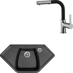 Sinks kuchyňský set NAIKY 980 Metalblack + ENIGMA S granit 30 - Granblack