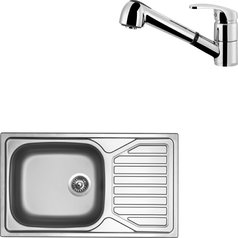 Sinks kuchyňský set OKIO 860 XXL V 0,6mm matný + LEGENDA S chrom lesklý