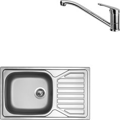 Sinks kuchyňský set OKIO 860 XXL V 0,6mm matný + PRONTO chrom lesklý