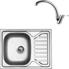 Sinks kuchyňský set OKIO 650 V 0,6mm matný + EVERA chrom lesklý