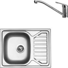 Sinks kuchyňský set OKIO 650 V 0,6mm matný + PRONTO chrom lesklý