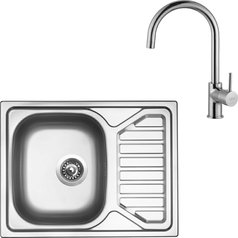 Sinks kuchyňský set OKIO 650 V 0,6mm matný + VITALIA chrom lesklý