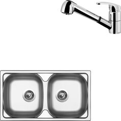 Sinks kuchyňský set OKIO 780 DUO V 0,5mm matný + LEGENDA S chrom lesklý