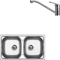 Sinks kuchyňský set OKIO 780 DUO V 0,5mm matný + PRONTO chrom lesklý