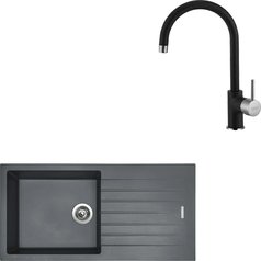 Sinks kuchyňský set PERFECTO 1000 Titanium + VITALIA granit 30 - Granblack