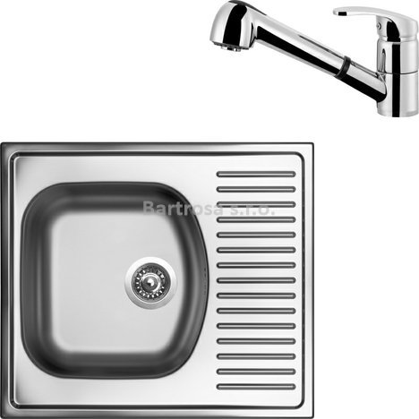 Sinks kuchyňský set SHORT 580 V 0,5mm matný + LEGENDA S chrom lesklý