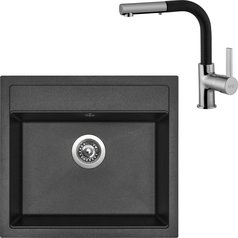Sinks kuchyňský set SOLO 560 Metalblack + ENIGMA S granit 30 - Granblack