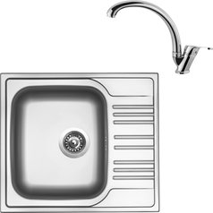Sinks kuchyňský set STAR 580 V 0,6mm matný + EVERA chrom lesklý