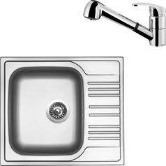 Sinks kuchyňský set STAR 580 V 0,6mm matný + LEGENDA S chrom lesklý