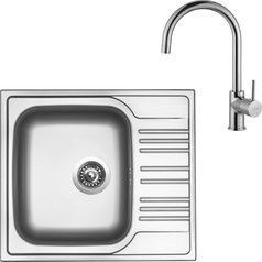 Sinks kuchyňský set STAR 580 V 0,6mm matný + VITALIA chrom lesklý